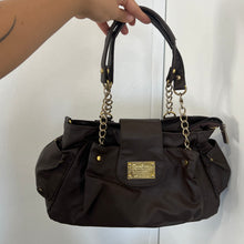 Load image into Gallery viewer, Brown Faux Leather Silver Gold Chain Handbag
