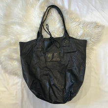 Load image into Gallery viewer, Black Leather Ties Tote Bag
