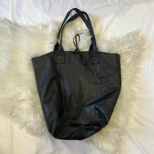 Load image into Gallery viewer, Black Leather Ties Tote Bag
