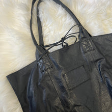 Load image into Gallery viewer, Black Leather Ties Tote Bag
