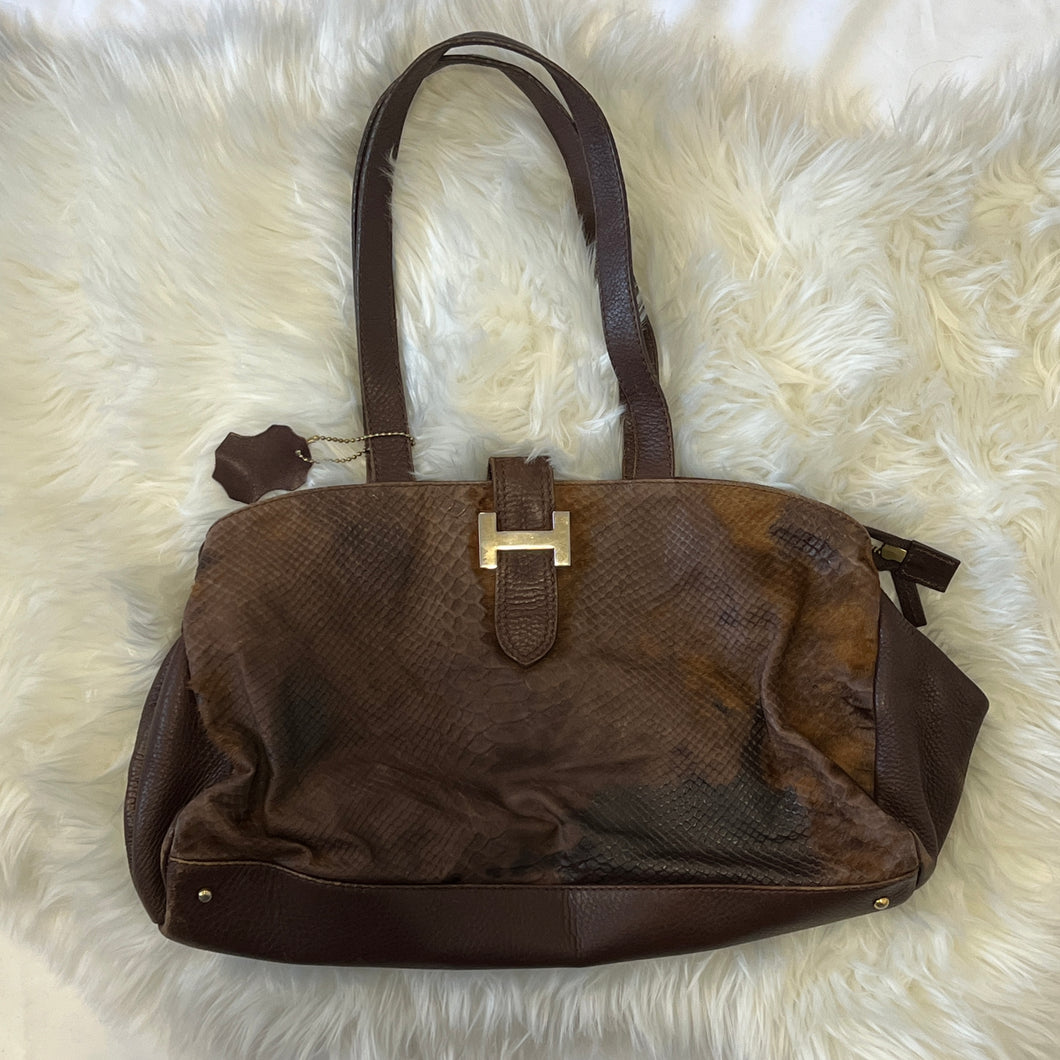 Brown Leather H Animal Handbag