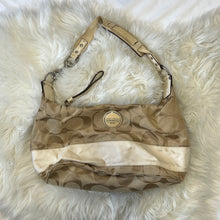 Load image into Gallery viewer, Coach Cream Signature Stripe Hobo Satchel Handbag
