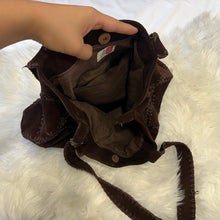 Load image into Gallery viewer, Brown Suede Patchwork Tote Bag
