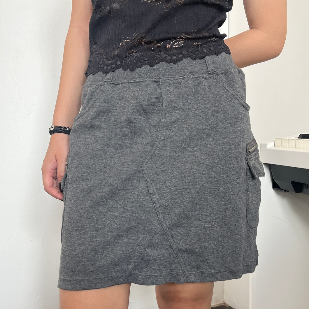 Grey Grainy Sweats Mini Skirt