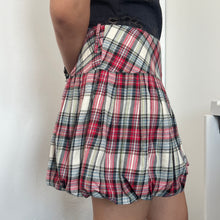 Load image into Gallery viewer, Red Green Plaid Puff Bottom Mini Skirt
