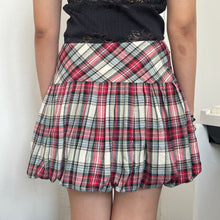 Load image into Gallery viewer, Red Green Plaid Puff Bottom Mini Skirt
