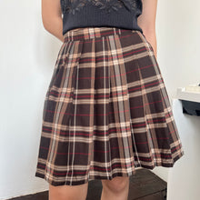 Load image into Gallery viewer, Brown Plaid Pleated Mini Skirt
