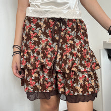 Load image into Gallery viewer, Brown Autumn Flowers Mini Skirt
