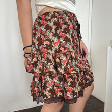 Load image into Gallery viewer, Brown Autumn Flowers Mini Skirt
