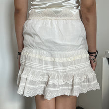 Load image into Gallery viewer, White Cotton Eyelet Tier Mini Skirt
