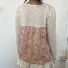 Load image into Gallery viewer, Axes Femme Beige Floral Pleats Long Sleeves Top
