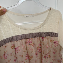 Load image into Gallery viewer, Axes Femme Beige Floral Pleats Long Sleeves Top
