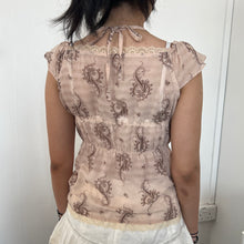 Load image into Gallery viewer, Dusty Pink Hippie Mesh Tie Straps Milkmaid Top
