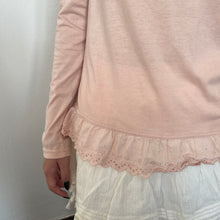 Load image into Gallery viewer, Pink Cotton White Red Eyelet Long Sleeves Top
