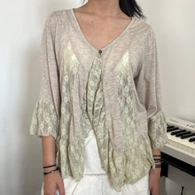 Load image into Gallery viewer, Grey Beige Cotton Lace Fairy Button Cardigan Long Sleeves Top
