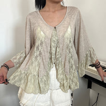 Load image into Gallery viewer, Grey Beige Cotton Lace Fairy Button Cardigan Long Sleeves Top
