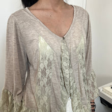 Load image into Gallery viewer, Grey Beige Cotton Lace Fairy Button Cardigan Long Sleeves Top
