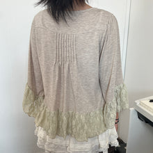 Load image into Gallery viewer, Grey Beige Cotton Lace Fairy Button Cardigan Long Sleeves Top
