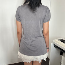 Load image into Gallery viewer, Grey Cotton White Alice Chest Short Sleeves Top
