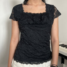 Load image into Gallery viewer, Black Lace Classy Casual Short Sleeves Top
