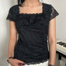 Load image into Gallery viewer, Black Lace Classy Casual Short Sleeves Top
