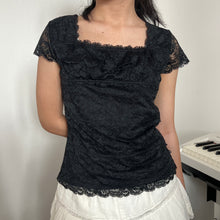 Load image into Gallery viewer, Black Lace Classy Casual Short Sleeves Top
