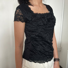 Load image into Gallery viewer, Black Lace Classy Casual Short Sleeves Top
