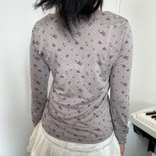 Load image into Gallery viewer, Grey Floral Polka Ruched Cotton Long Sleeves Top
