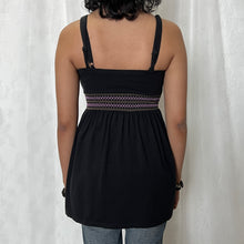 Load image into Gallery viewer, Black Midnight Cotton Purple Embroidery Cami Top
