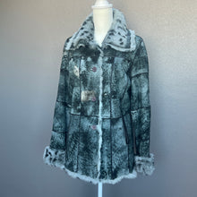 Load image into Gallery viewer, Blue Grey Leopard Ombre Fur Leather Coat (SG)
