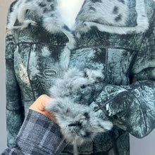 Load image into Gallery viewer, Blue Grey Leopard Ombre Fur Leather Coat (SG)
