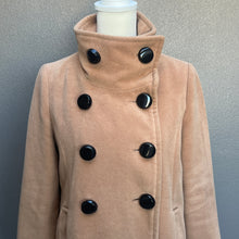 Load image into Gallery viewer, Cream Brown High Collar Buttons Long Coat
