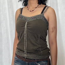 Load image into Gallery viewer, Grunge Green Cotton Hippie Beaded Cami Top
