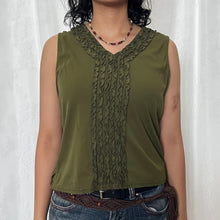 Load image into Gallery viewer, Green Ruffles Chest Sleeveless Top
