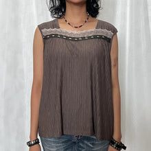Load image into Gallery viewer, Grunge Green Pleated Fabric Laced Square Neck Top
