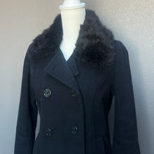 Load image into Gallery viewer, Black Button Down Fur Collar Jacket Coat
