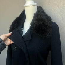 Load image into Gallery viewer, Black Button Down Fur Collar Jacket Coat
