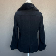 Load image into Gallery viewer, Black Button Down Fur Collar Jacket Coat
