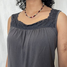 Load image into Gallery viewer, Blue Grey Cotton Square Neck Lace Sleeveless Top
