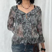 Load image into Gallery viewer, Blue Grey Mesh Water Fairy Ruffles Top

