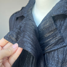 Load image into Gallery viewer, Black Textured Faux Leather Long Coat
