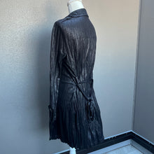 Load image into Gallery viewer, Black Textured Faux Leather Long Coat
