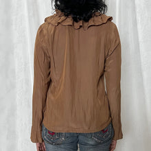 Load image into Gallery viewer, Tan Brown Chiffon Ruffles Fairy Long Sleeves Top
