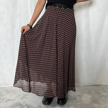 Load image into Gallery viewer, Brown Mesh White Flowers Flowy Aline Skirt
