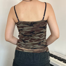 Load image into Gallery viewer, Military Green Camo Mesh Overlay Camisole Top
