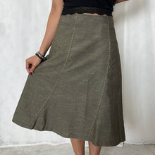 Load image into Gallery viewer, Grey Denim Contrast Stitch Panels Midi Skirt
