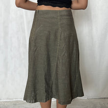 Load image into Gallery viewer, Grey Denim Contrast Stitch Panels Midi Skirt
