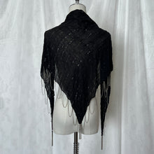 Load image into Gallery viewer, Black Shimmer V Shape Silver Chain Scarf
