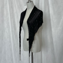 Load image into Gallery viewer, Black Shimmer V Shape Silver Chain Scarf
