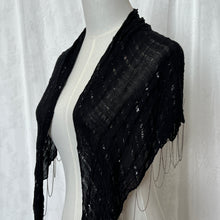 Load image into Gallery viewer, Black Shimmer V Shape Silver Chain Scarf
